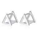 Customized 925 Sterling Silver Triangle Shape Hollow Stud Earrings